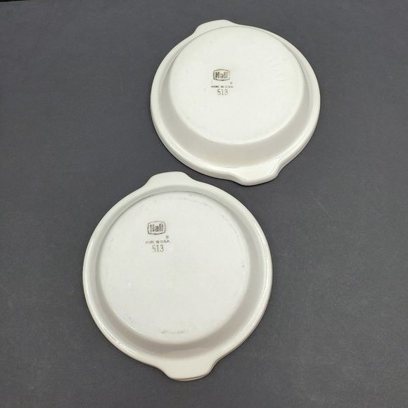 Hall 513 Round Au Gratin Dish Small Baking Dish Ivory Baker with Handles - Picture 4 of 6